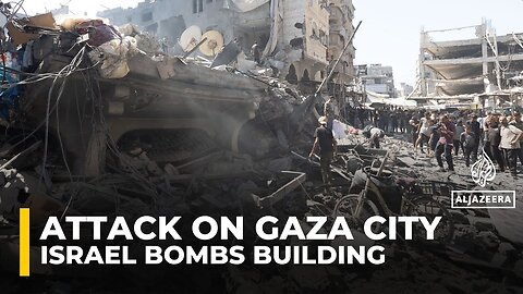 Residential building in Gaza City’s Shati refugee camp decimated by Israeli attack