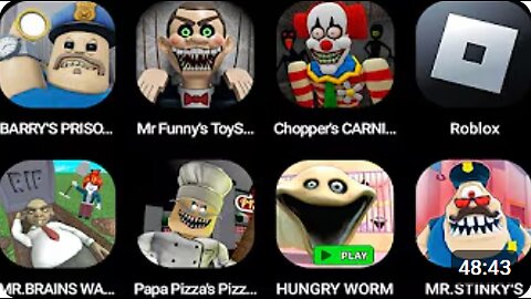 BARRY'S PRISON RUN,Mr Funny's ToyShop,CHOPPER'S CARNIVAL,Roblox,MR BRAINS WATERPARK