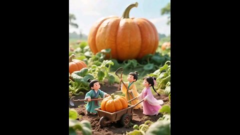"Mini Humans Bake Pumpkin Cake in Unique Ways"