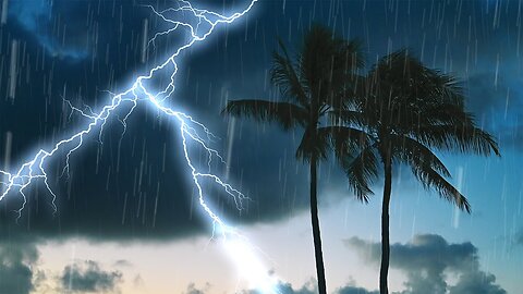 Pouring rain, thunder and lightning. Sounds of nature for deep sleep and relaxation.