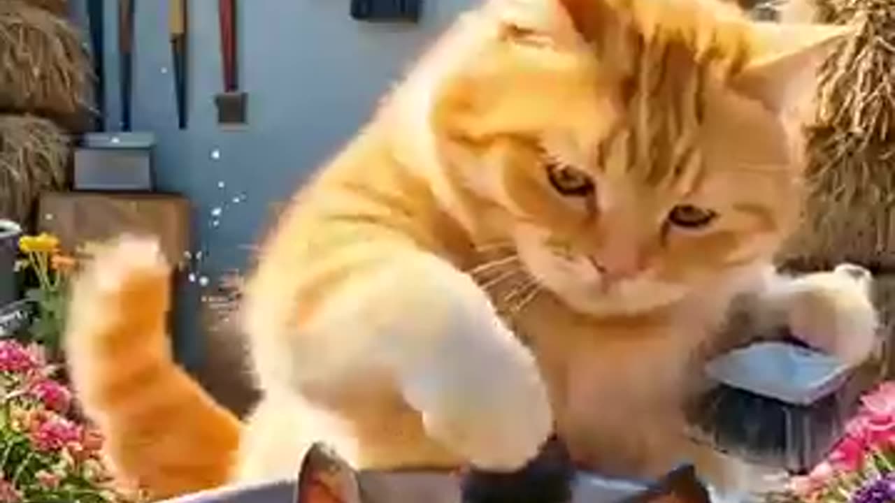 A cat's delicious pork 🐷🐷