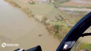 Floods in southwest France submerge farmlands, aerial views show