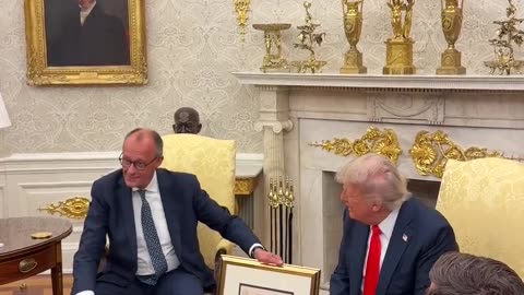 Chancellor of Germany presents President Trump his grandfather’s birth certificate