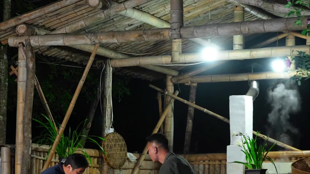 "Villager Harvests Giant Bamboo Shoots by Hand & Cooks a Unique Forest Banquet