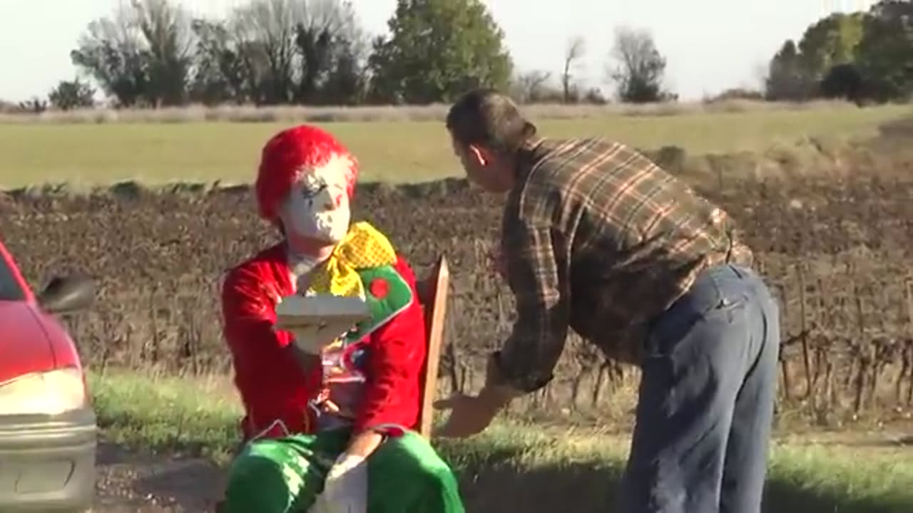 Sad Clown's Creamy Chaos: Pie in the Face Prank!"