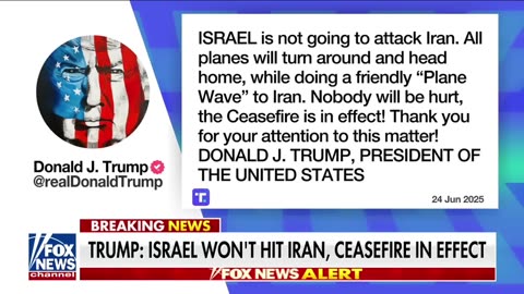 Trump claims that despite previous strikes, the Iran-Israel ceasefire is in effect.