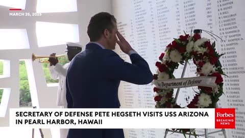 Pete Hegseth Visits USS Arizona In Pearl Harbor As War Plans Leak Scandal Intensifies