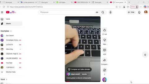 Como gravar a tela do computador - YouTube e mais 6 páginas - Pessoal —