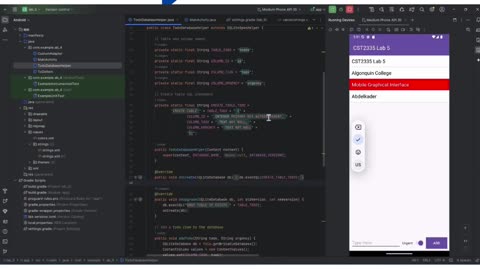 Student Work (Lab) | CST2335 Lab 5 – SQLite Integration Reel | Algonquin College