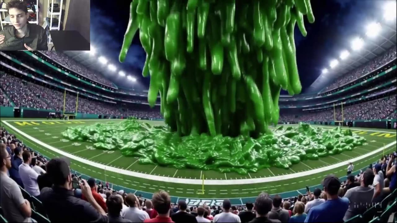 Outtake #1,135 Of Large Green Slime Spill In A Professional Football Stadium Fake Funny Parody Video