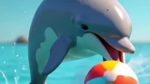 Playful Dolphin Shows Off in the Ocean