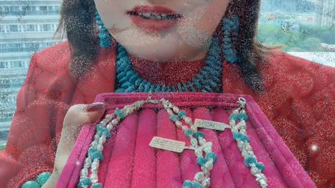 20251020-04 Natural Sterling Turquoise Pendant Neck Glowing Bright