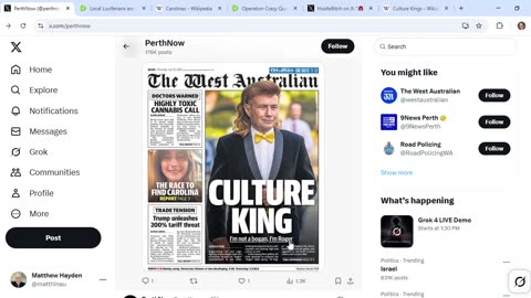 Perth MSM outlets include catty comms about Trump as new global cult king