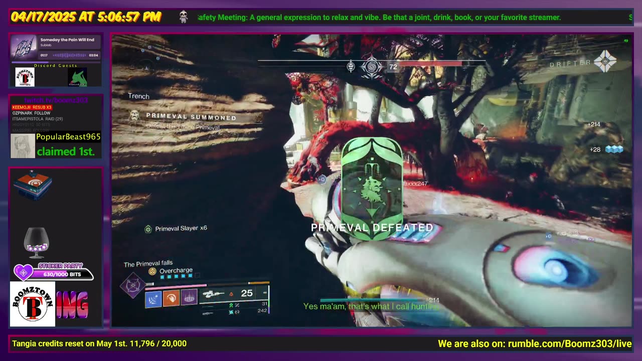 Destiny 2: 4-17-25 The Blooming Deep is the Lost Sector. Arc/Void Surge.