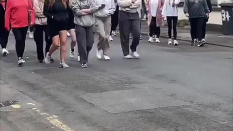 Local mothers march through Ballymena to demand an end to the migrant sexual violence