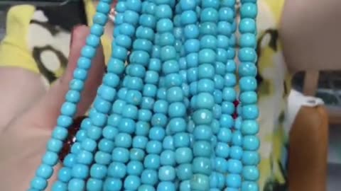 250318-9 Smooth natural turquoise round beads string