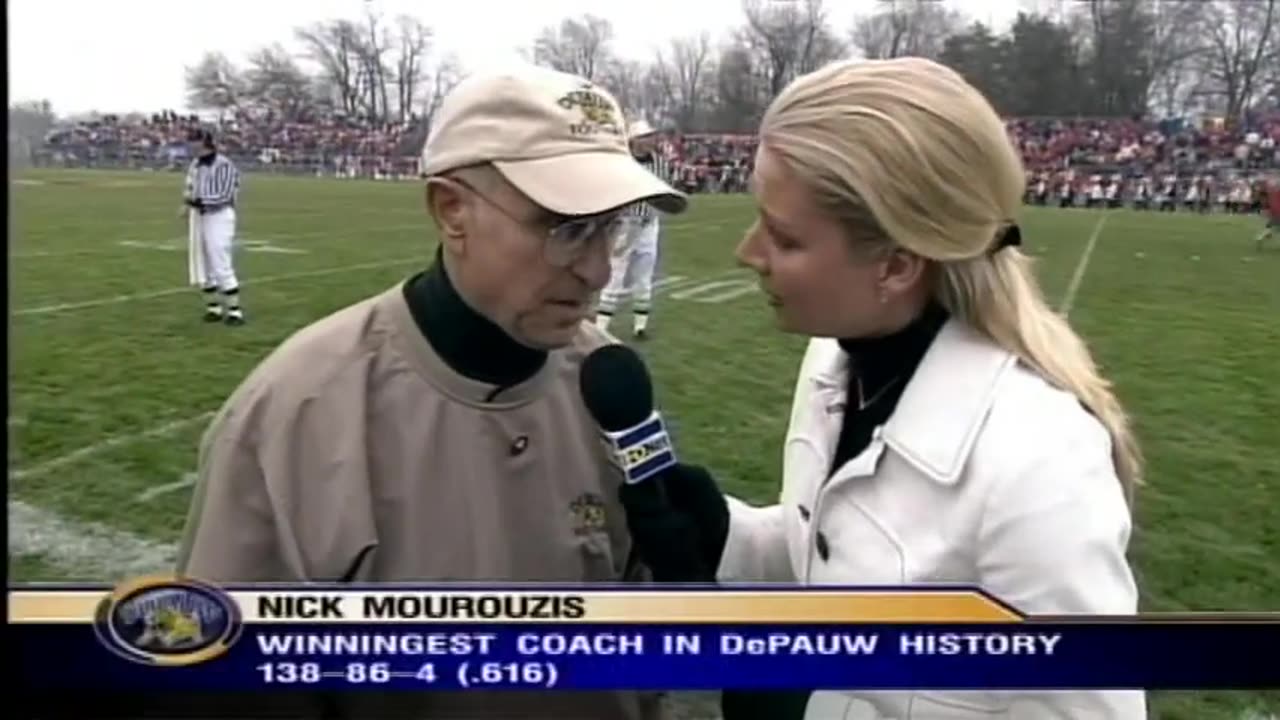 November 15, 2003 - DePauw Coach Nick Mourouzis at Halftime of His Final Monon Bell Game