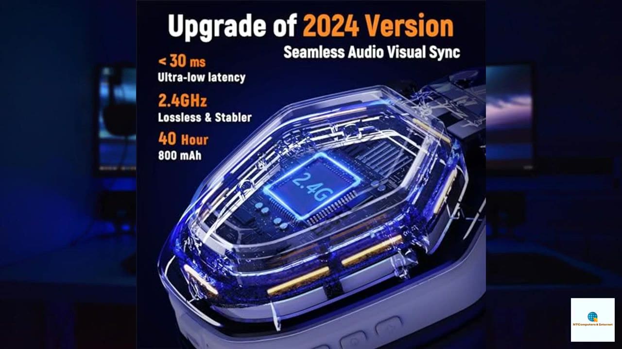 Ozeino 2.4GHz Wireless Gaming Headset for PC, Ps5, Ps4 - Lossless Audio USB & Type-C Ultra