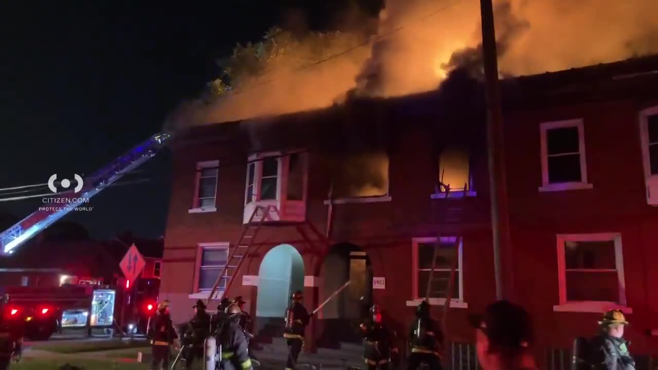 Building fire breaks out in southwest Detroit, Michigan after person in car throws object at house.