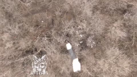 Video from a Ukrainian unit called A-TEAM showing them use a drone to hit target