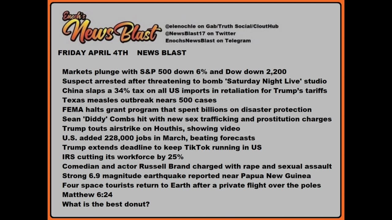 Friday, April 4, 2025 News Blast