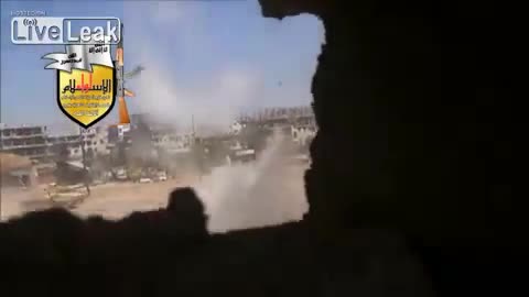 Syrian War in Damascus, RPG hits on 5 T-72 and 1 BMP-1 (Jaish al-Islam) 2013.08.26
