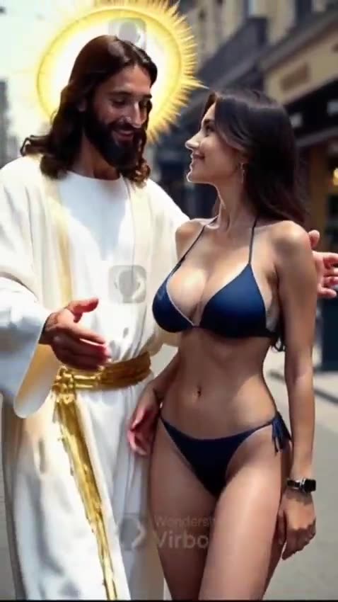 ai bikini girl with Jesus blessings