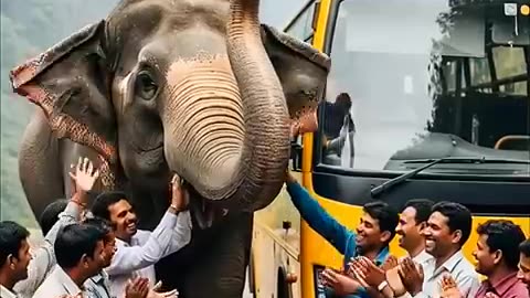 Elephant Saves a Bus from Falling! 🐘🔥 | AI Animal Hero Compilation
