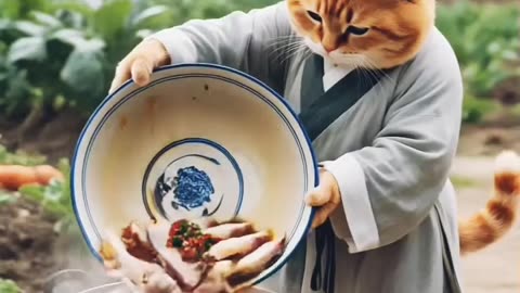 A cute cat couple enjoy the life together