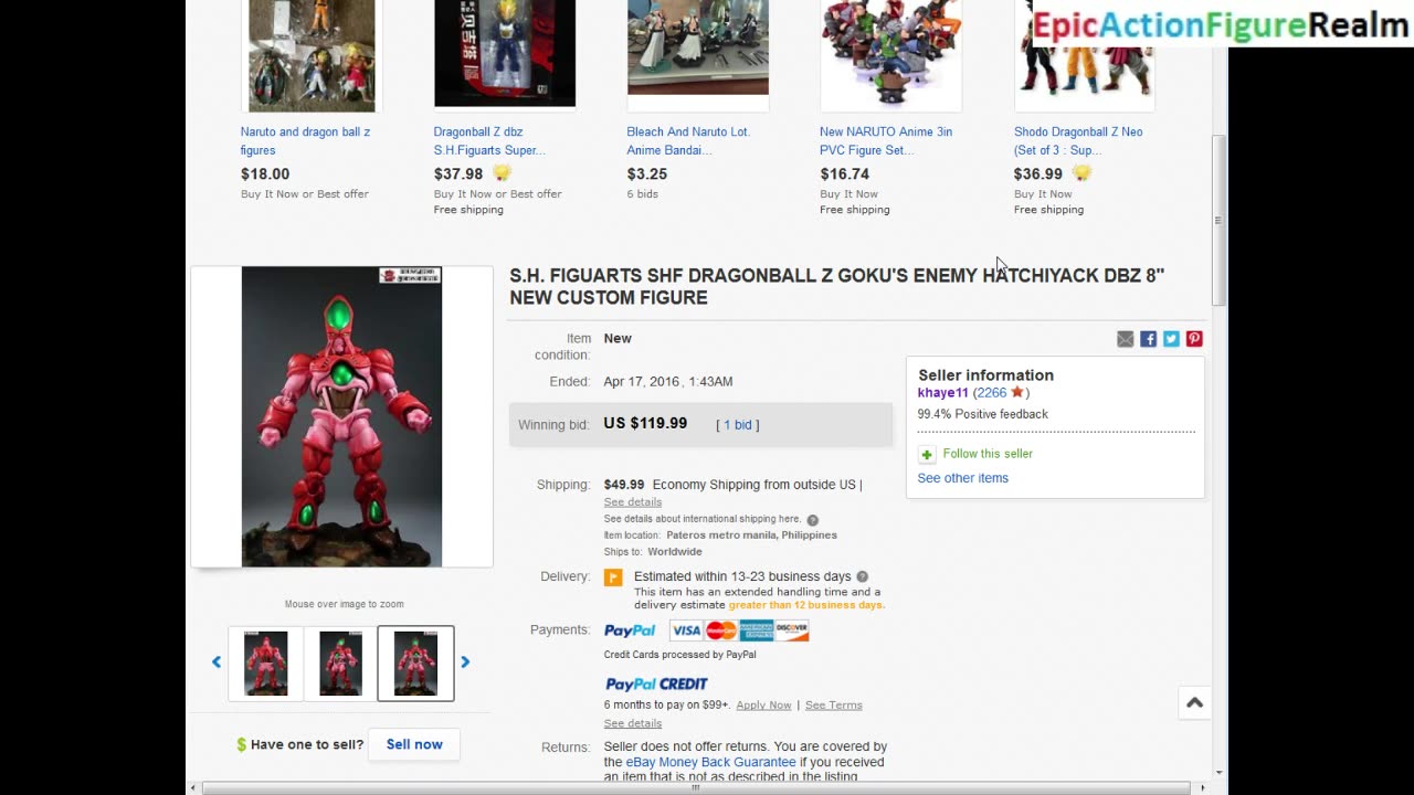The 2016 eBay Listing Of The Custom-made Dragon Ball Z Action Figures Revealed