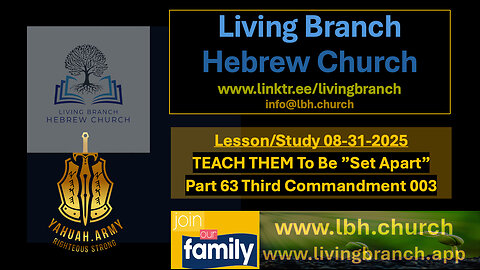 08-31-2025 TEACH THEM To Be ”Set Apart” Part 63 Third Commandment 003 Empty-Hands
