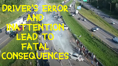 HORRIBLE accident on I-694 Minnesota due to driver inattention!