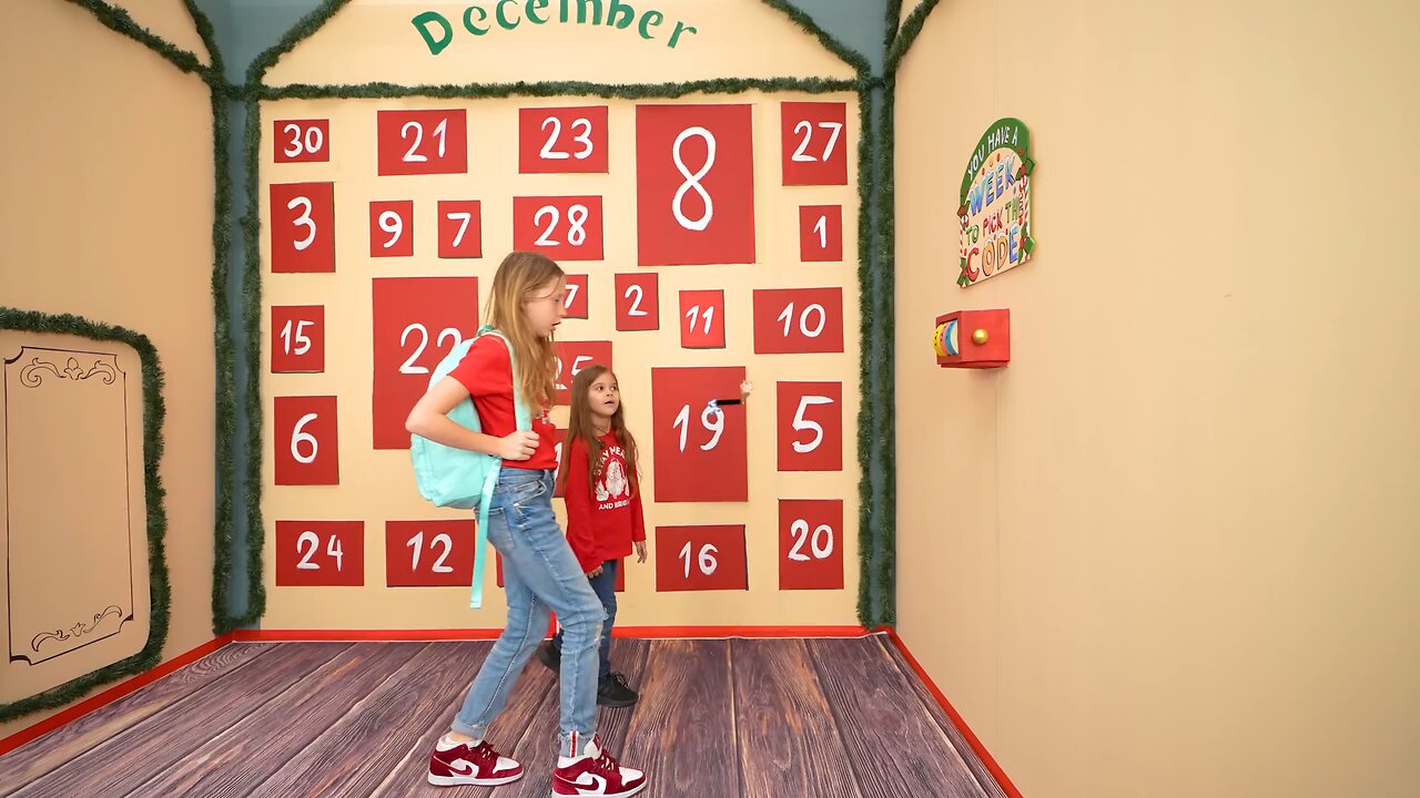 Nastya escapes Christmas layers to get the bouncing toys