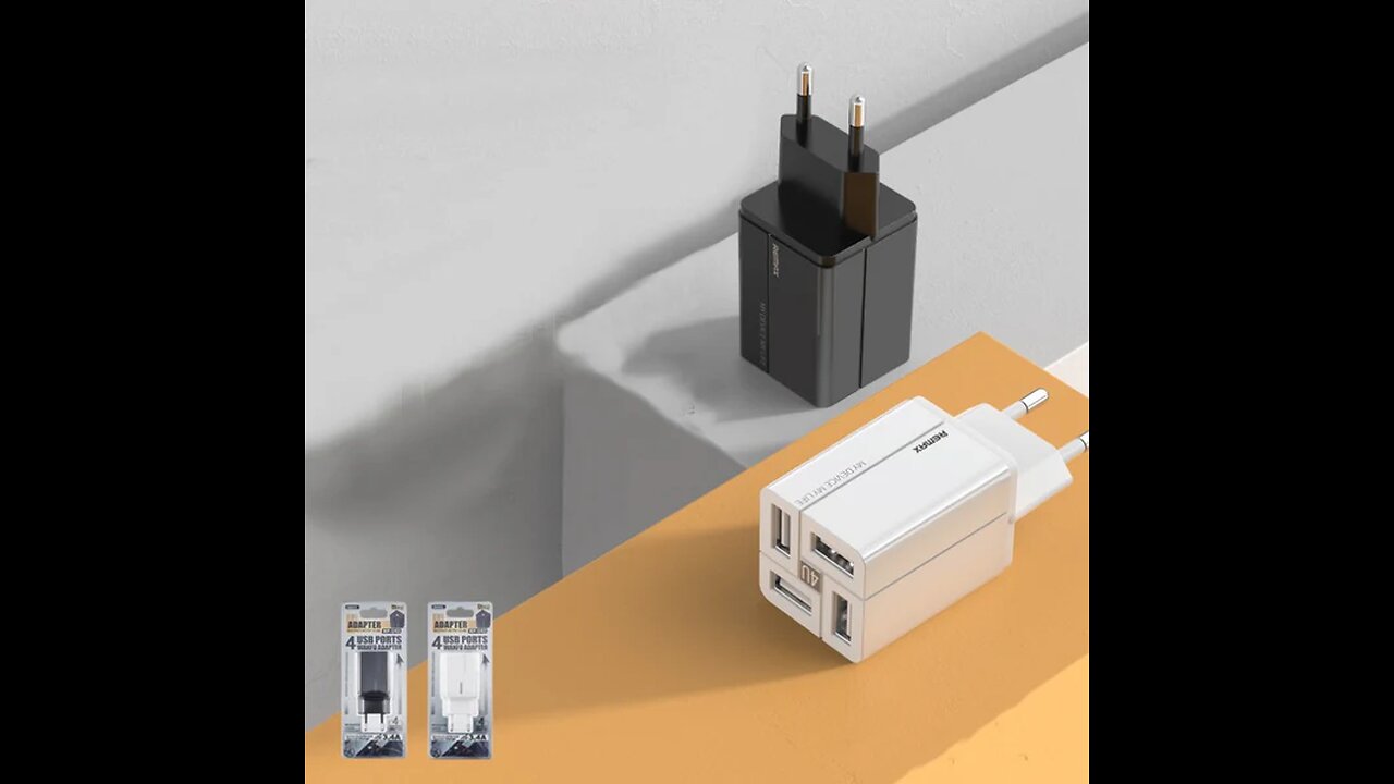 Multi-port 3.4A USB Wall Charger, with 4 USB Ports, Smart Charging, Security Protection & Durable