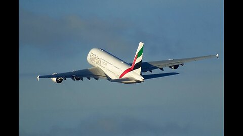 Takeoff with a turn to the south from runway 32L of the handsome giant Airbus A380