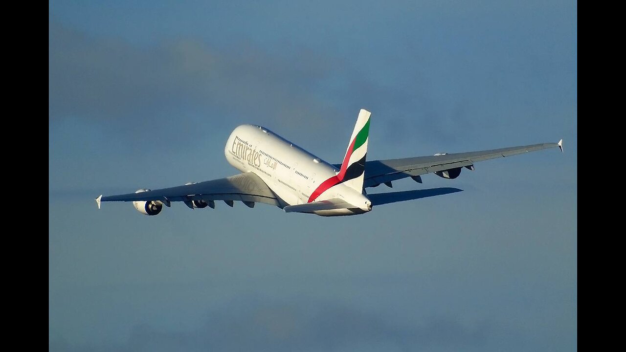Takeoff with a turn to the south from runway 32L of the handsome giant Airbus A380