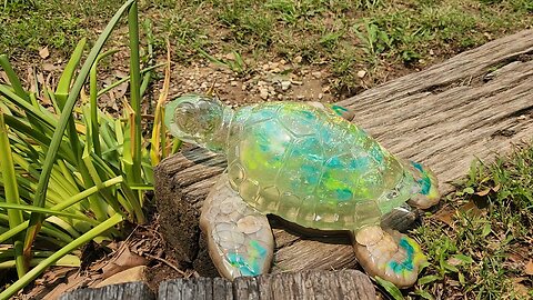 Large glow in the dark resin turtle