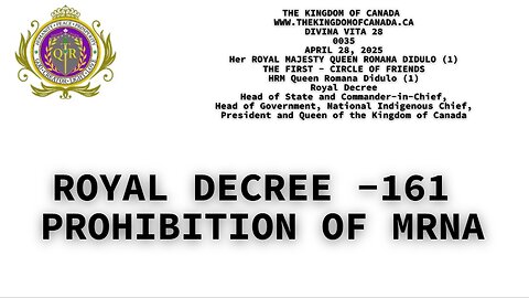 ROYAL DECREE -161 PROHIBITION OF MRNA