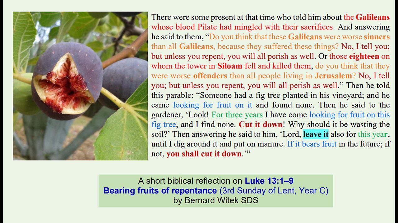 Luke 13:1–9 Bearing fruits of repentance