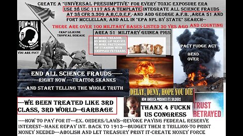 Create a UNIVERSAL PRESUMPTIVE for EVERY toxic exposure era, skank TRAITORS