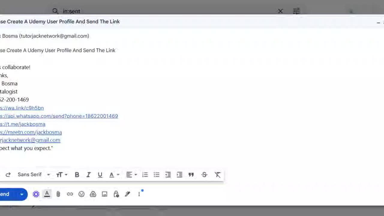 Please Create A Udemy User Profile And Send The Link