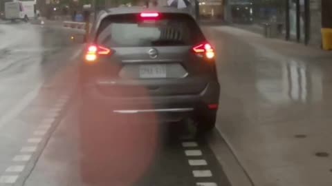 Dashcam Block bike lane cyclist Richmond St Toronto Canada