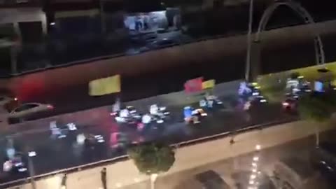 Hezbollah supporters celebrate in Beirut following the Iranian attack