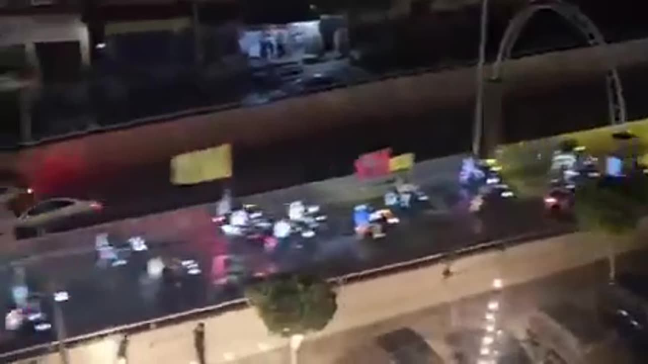 Hezbollah supporters celebrate in Beirut following the Iranian attack