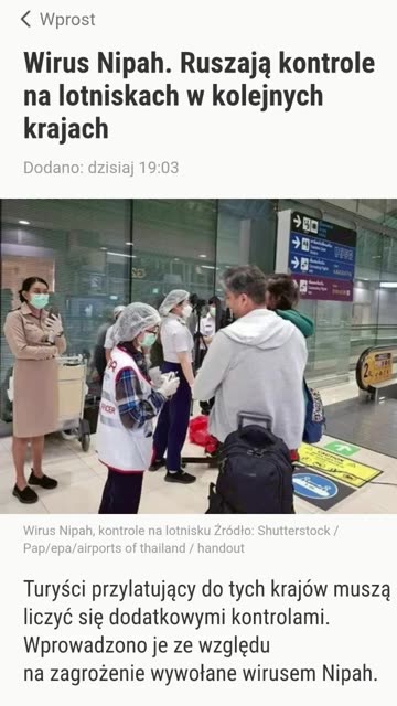 Wirus Nipah. Kolejne kraje wprowadzają kontrole – Podróże Wprost