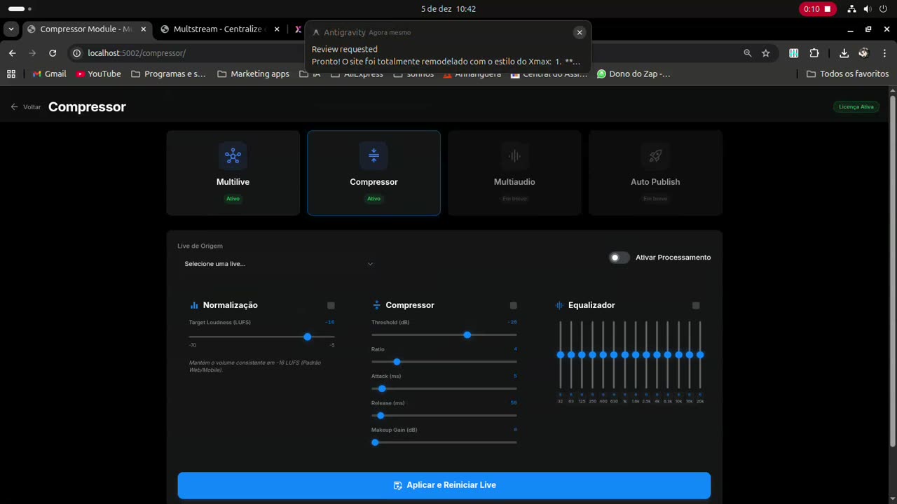 teste de servidor multstreaming