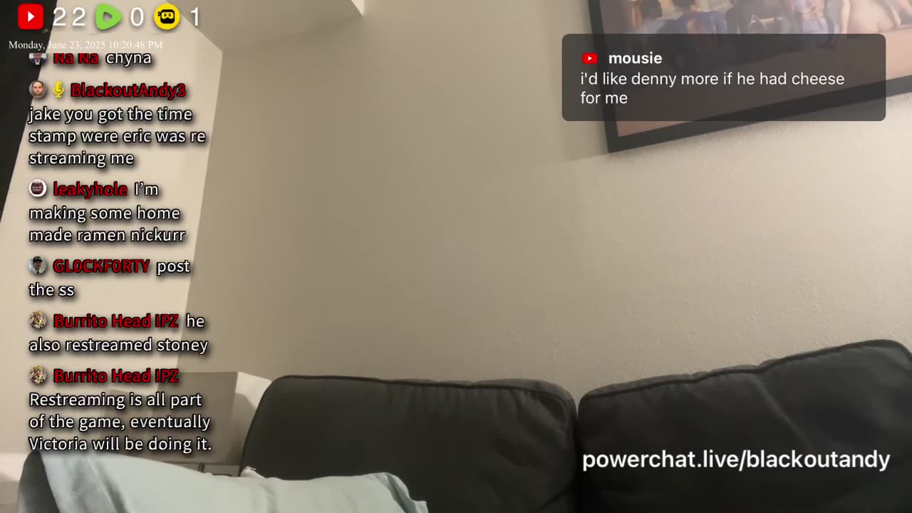 06/24/25 Blackout Andy VOD: "Couch stream Free TTS"