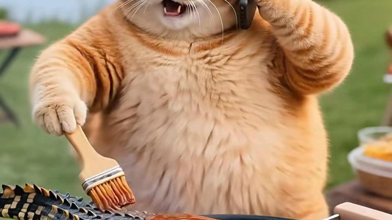 Cat invites panda to eat crocodile