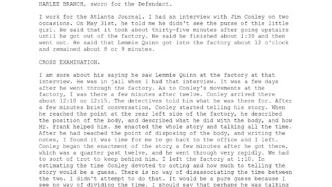 HARLEE BRANCH, Sworn In For The Defendant, 97th To Testify