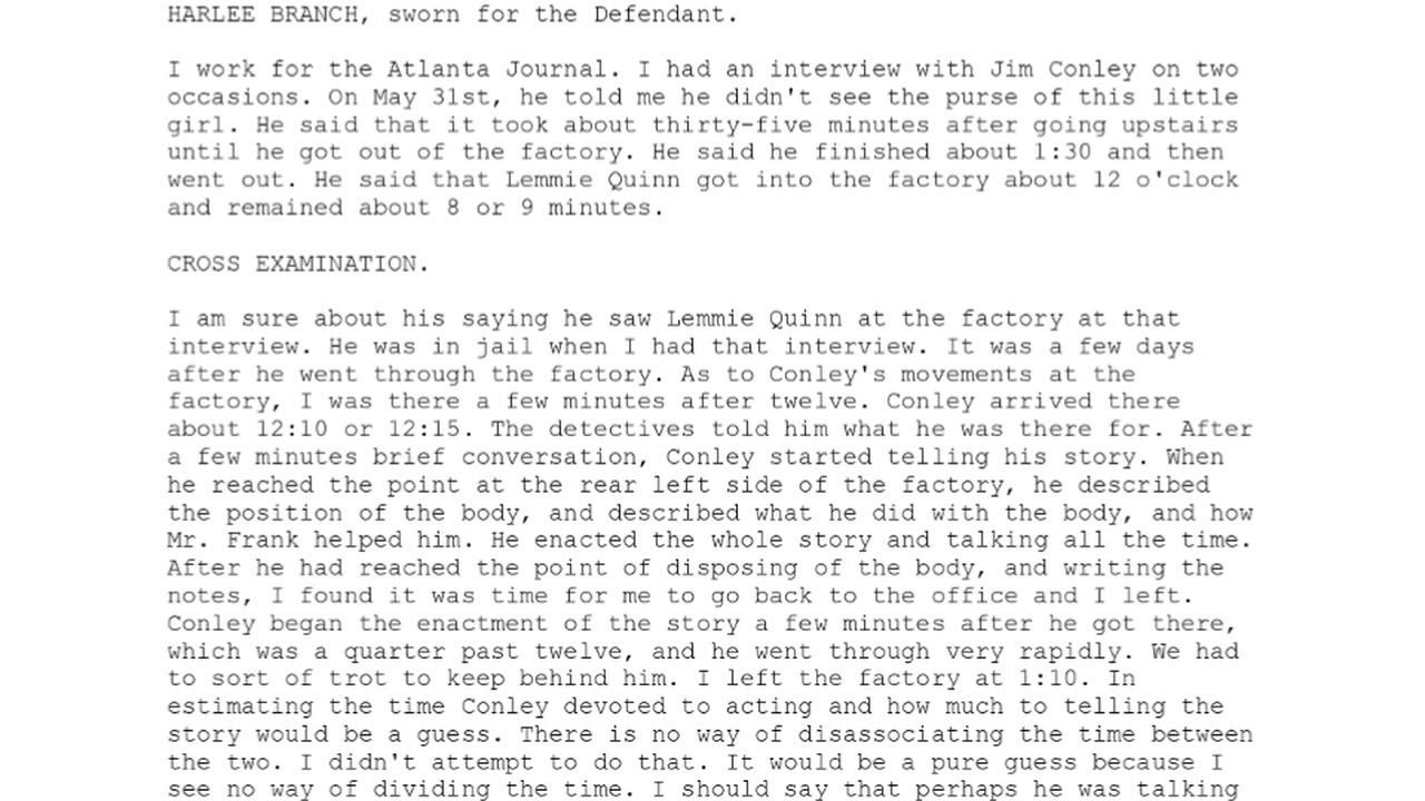 HARLEE BRANCH, Sworn In For The Defendant, 97th To Testify